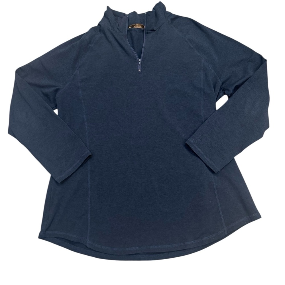 Miusey Quarter Zip Pullover Top 2XL Navy Blue Long Sleeve